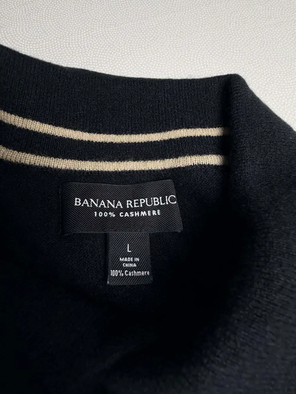 Banana Republic Viaggio Cashmere Polo Sweater Mens L Black 100% Cashmere